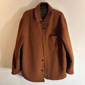 RW&CO. Sz XL Shirt Jacket Lined Deep Chocolate Brown Buttoned Pocket Long Sleeve